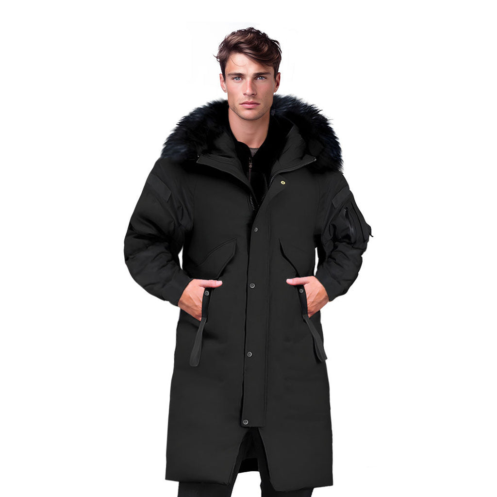 Black Large Winter Fur Hooded Thick Overcoat Jacket Stylish Lightweight Quilted Warm Puffer Coat