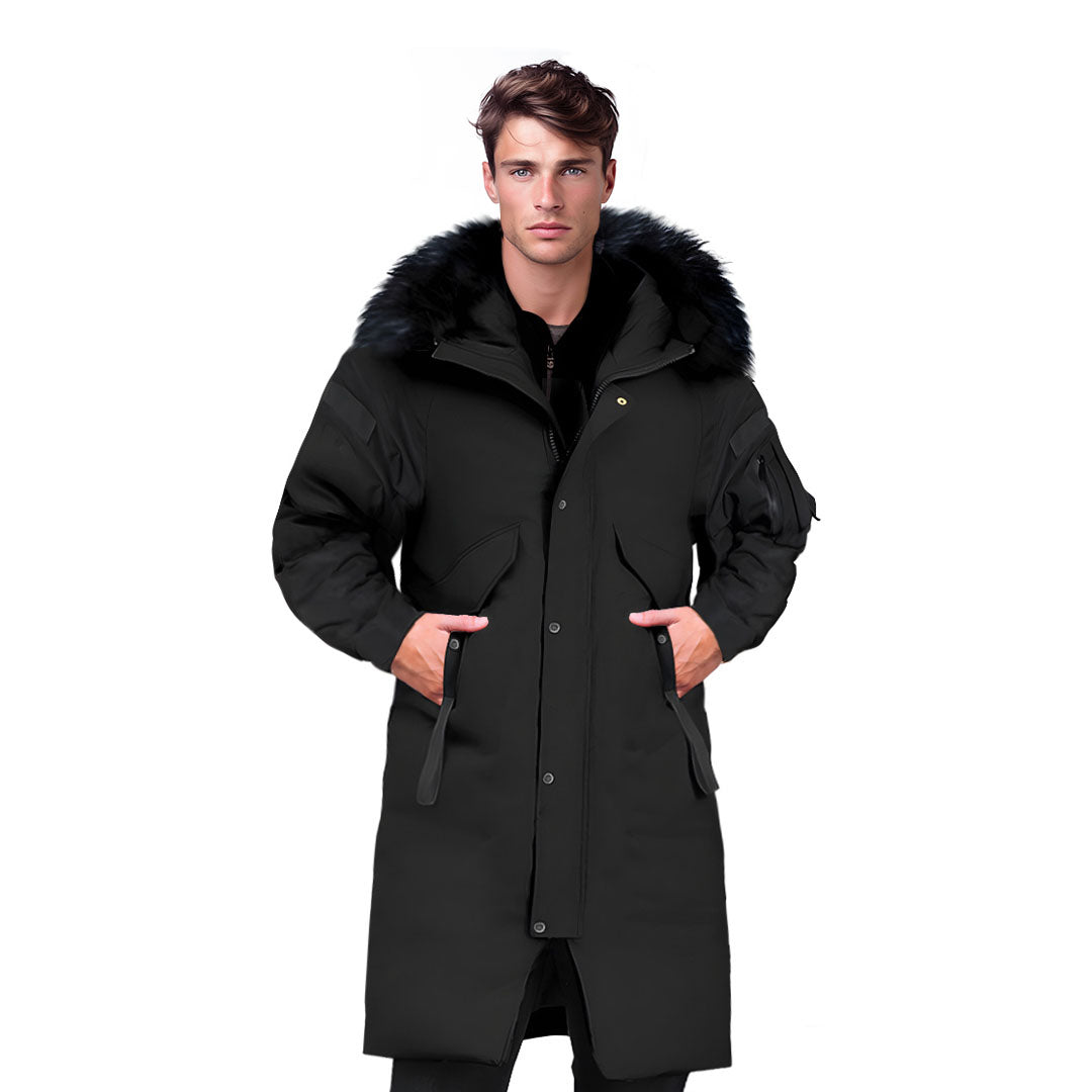 Black Large Winter Fur Hooded Thick Overcoat Jacket Stylish Lightweight Quilted Warm Puffer Coat