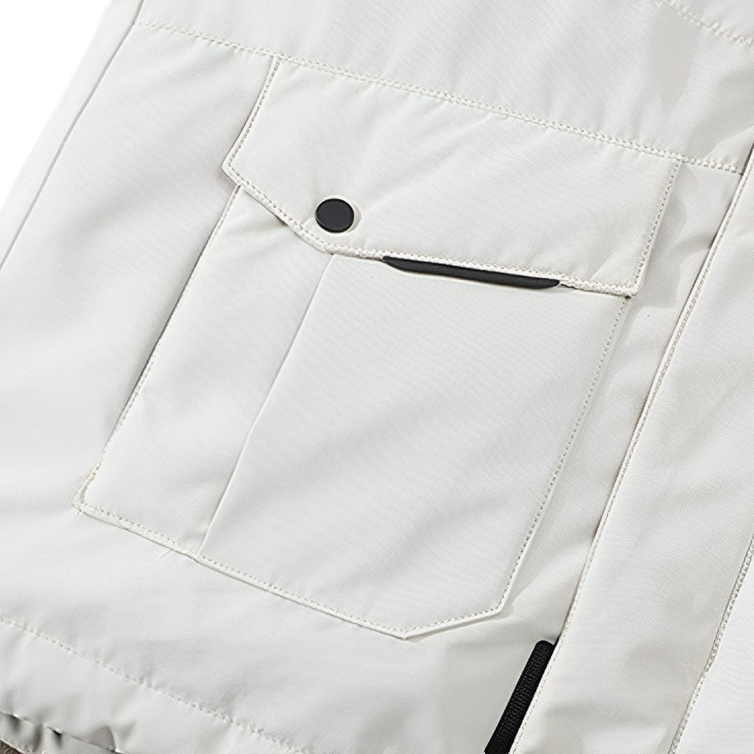 White 2XL Winter Fur Hooded Down Jacket Stylish Lightweight Quilted Warm Puffer Coat