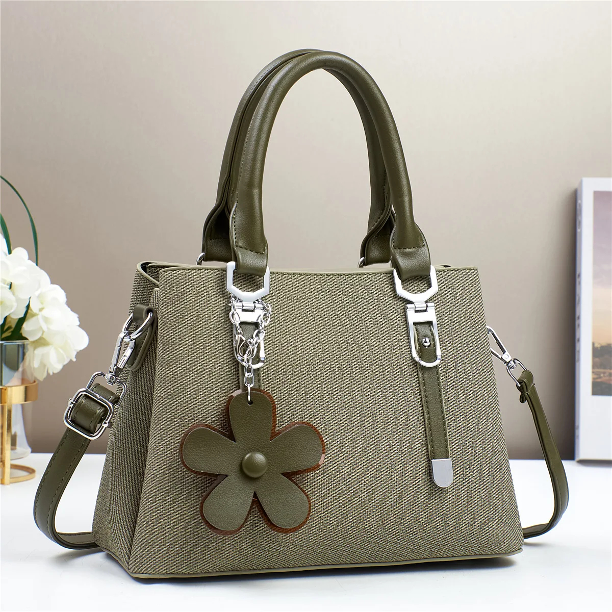 Flower Charm Crossbody Handbag