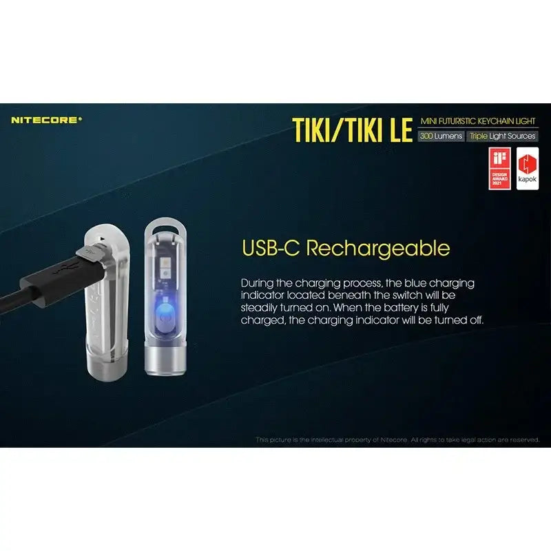 Nitecore TIKI Nyckelringslampa USB-C - 300lm