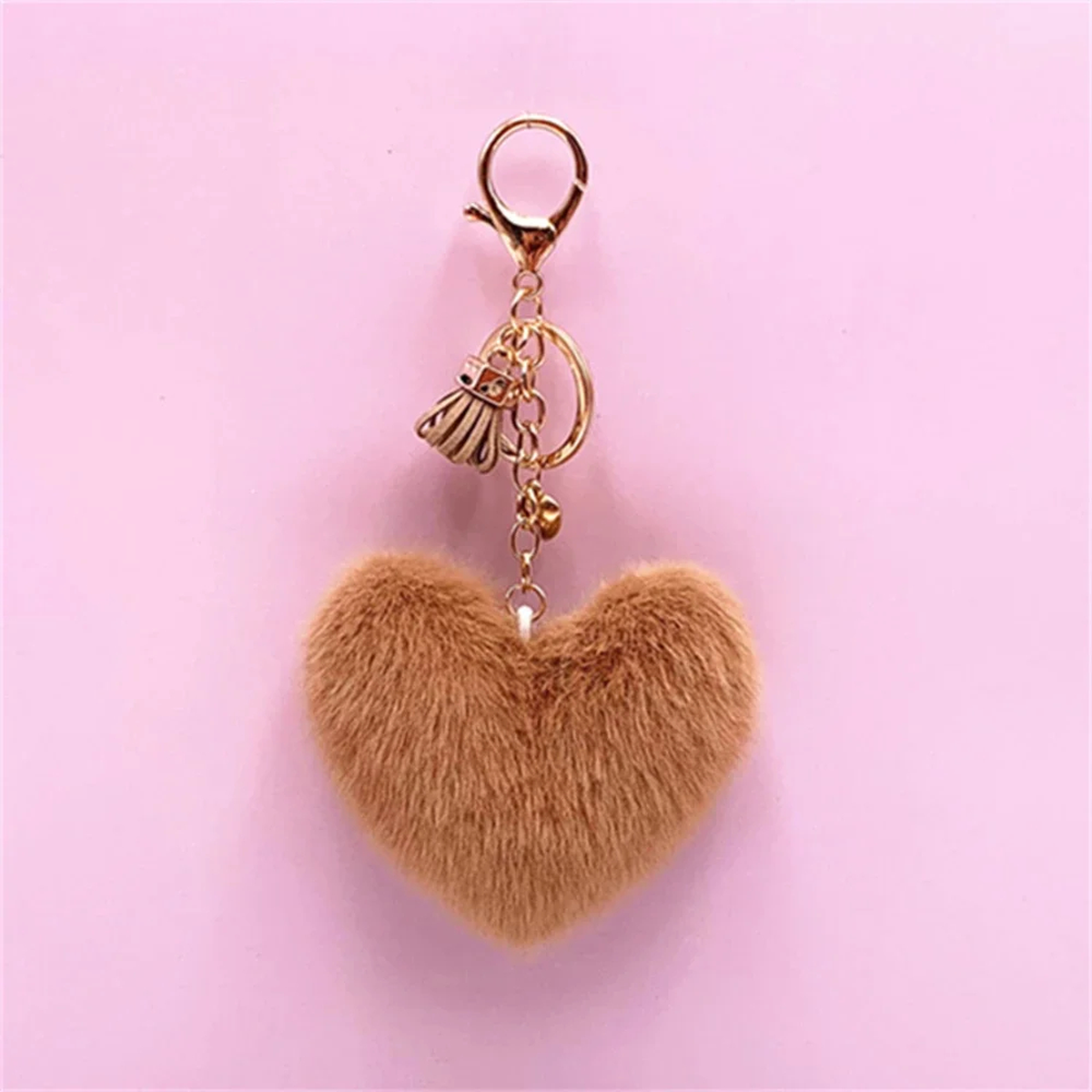 Fluffy Heart Tassel Key Charm