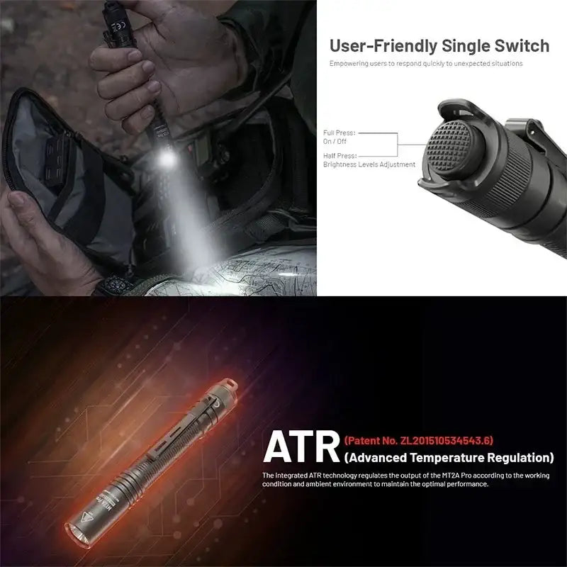 Nitecore MT2A Pro Ficklampa - 1000lm med AA / NL1416R, 1600mAh batteri