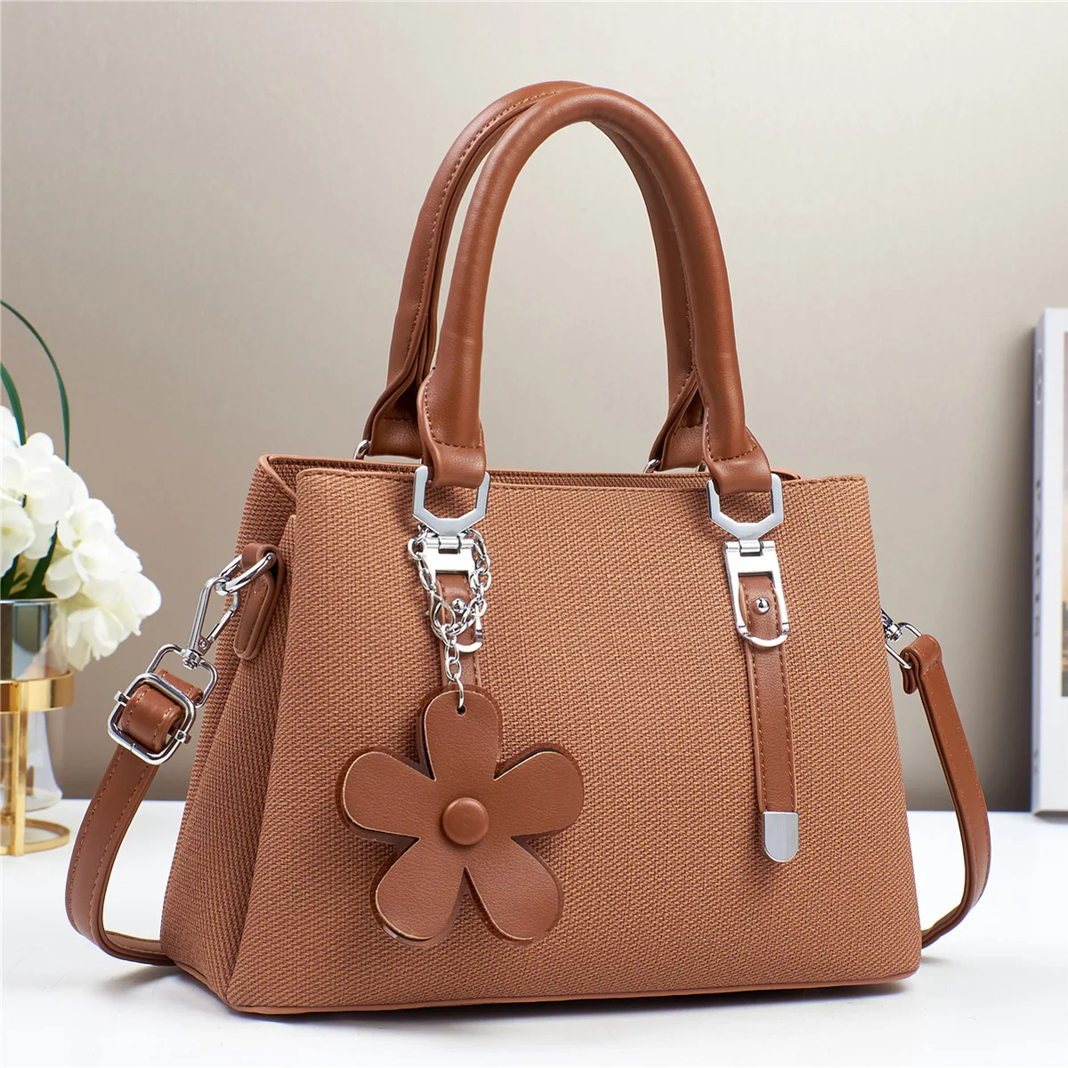 Flower Charm Crossbody Handbag