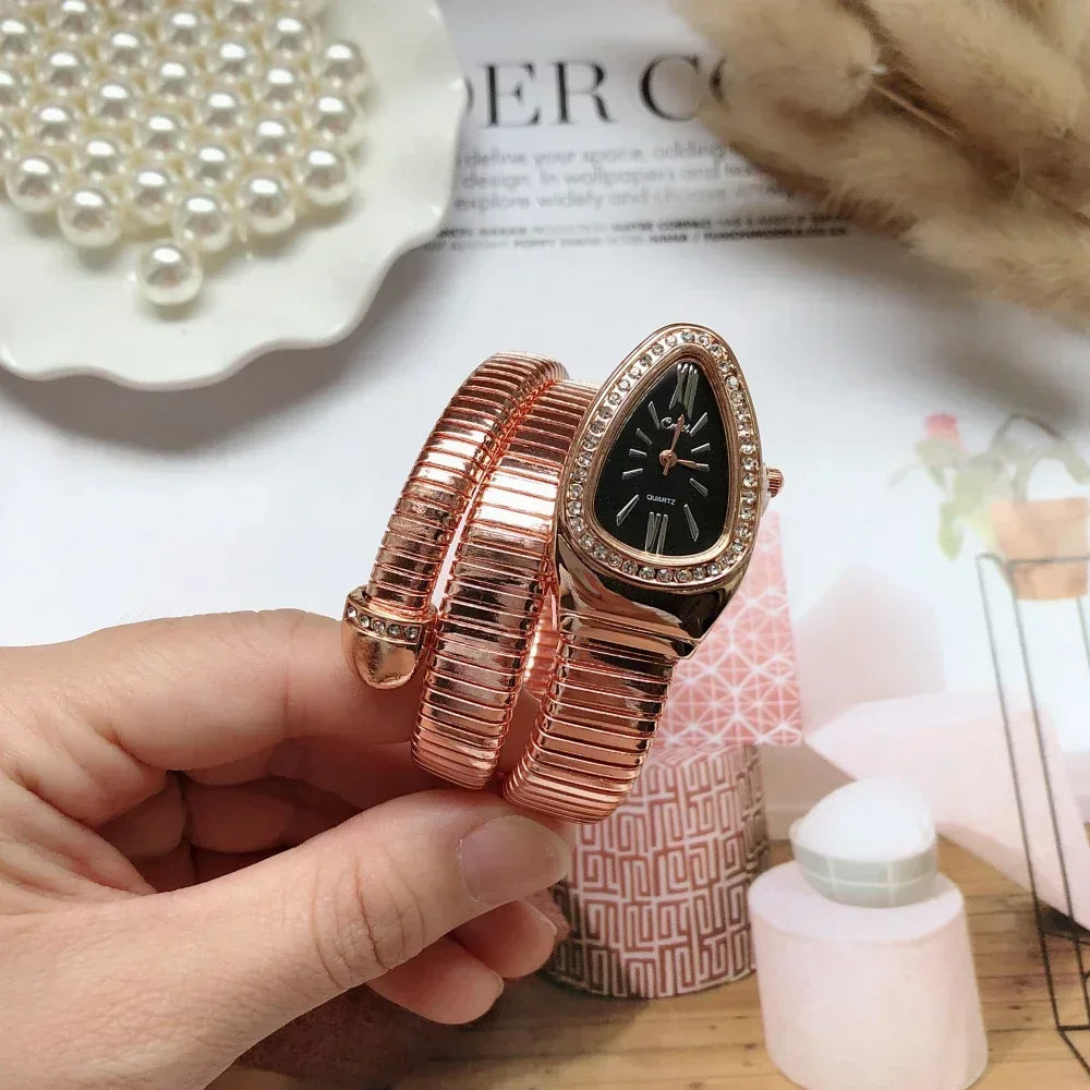 Serpentinen-Quarzuhr für Damen