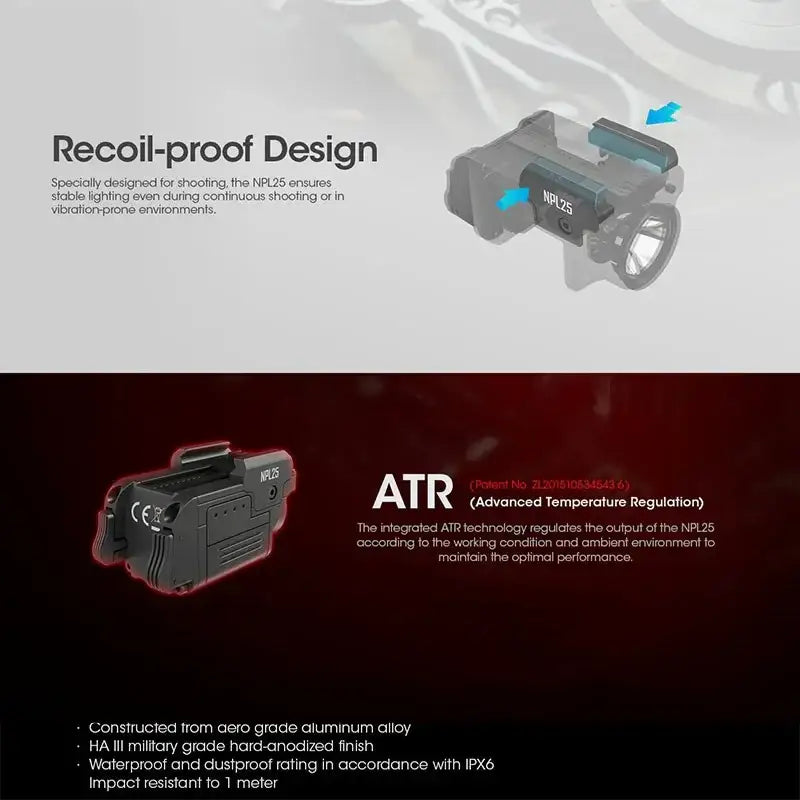 Nitecore NPL25 Ficklampa för Picatinny Vapenfäste – 900 lm