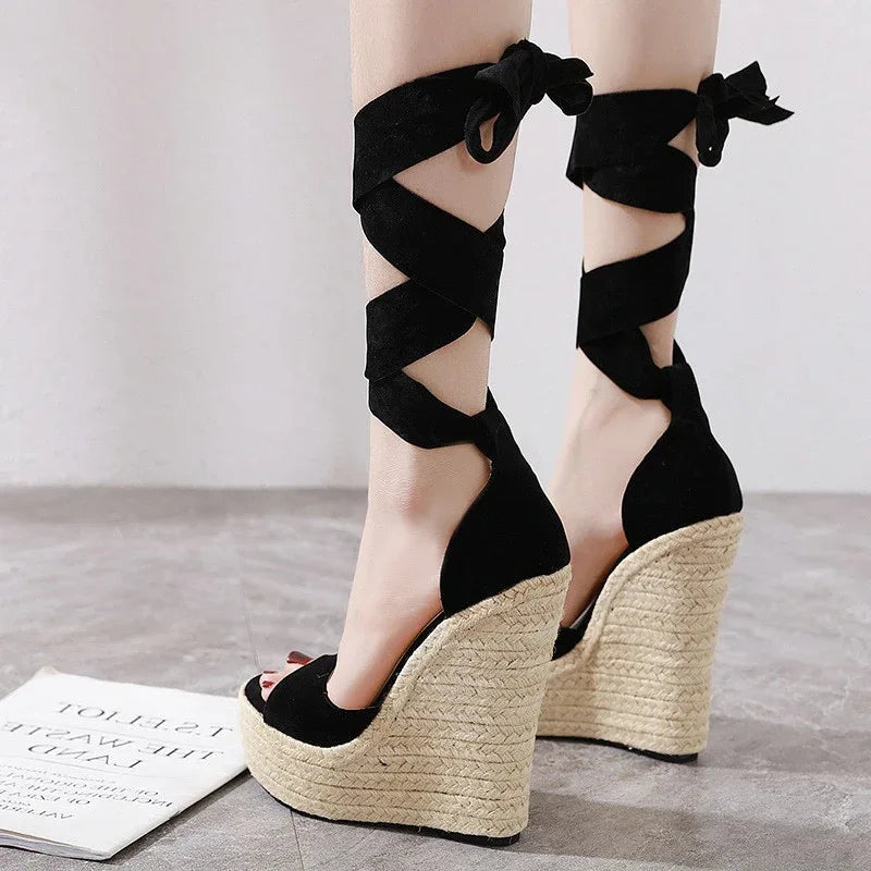 Sandals Women's Summer Slope With Hemp Rope Sole Platform Shoes