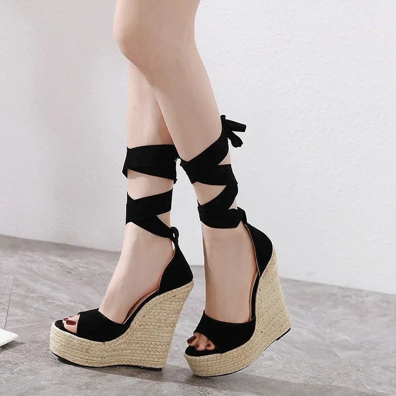 Sandals Women's Summer Slope With Hemp Rope Sole Platform Shoes