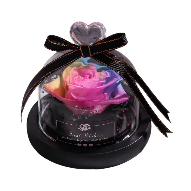 Romantic Flowers Home Decor Rose With LED Glass Valentine's Day Couples Gift