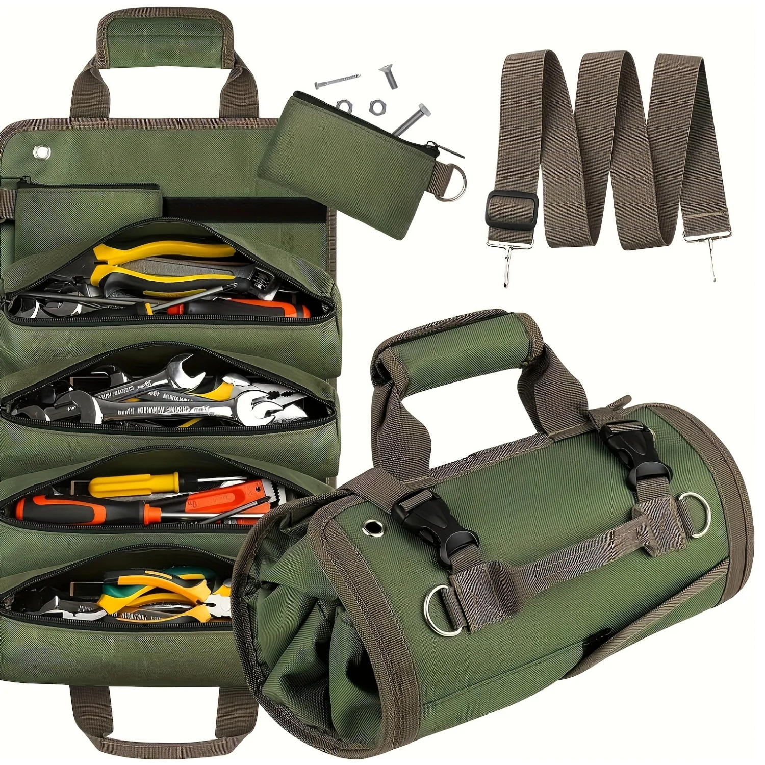 Multi-Purpose Tool Roll Bag Portable Oxford Repair Tool Bag Wrench Organizer Car First Aid Kit Wrap Roll Storage Bags