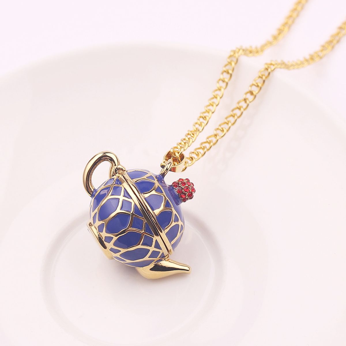 Enamel Tea Charm Necklaces and Studs