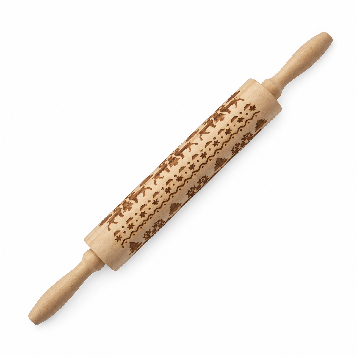 Engraved Christmas Cookie Rolling Pin