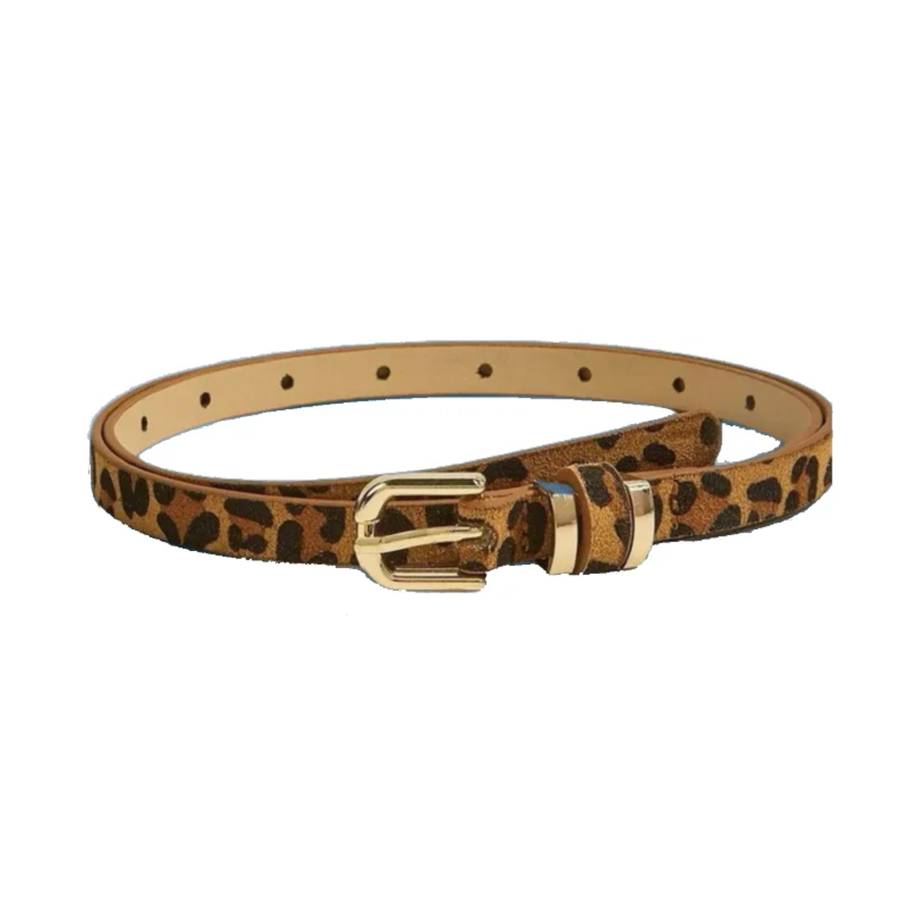 Slim Leopard-Print Buckle Belt