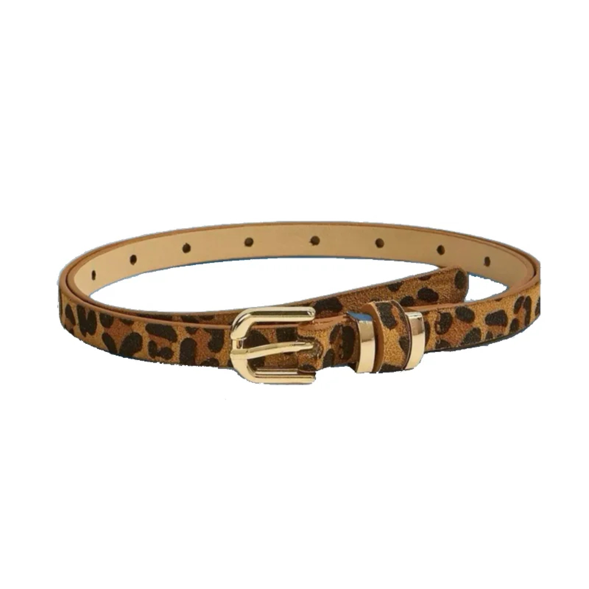 Slim Leopard-Print Buckle Belt