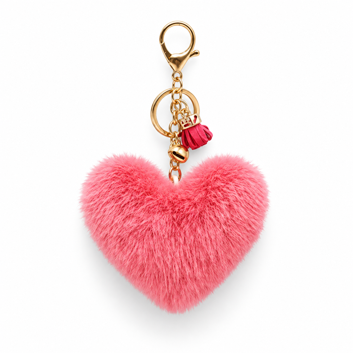 Fluffy Heart Tassel Key Charm