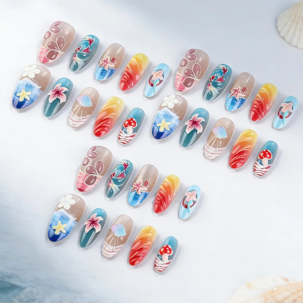 3D Ocean Press On Nails