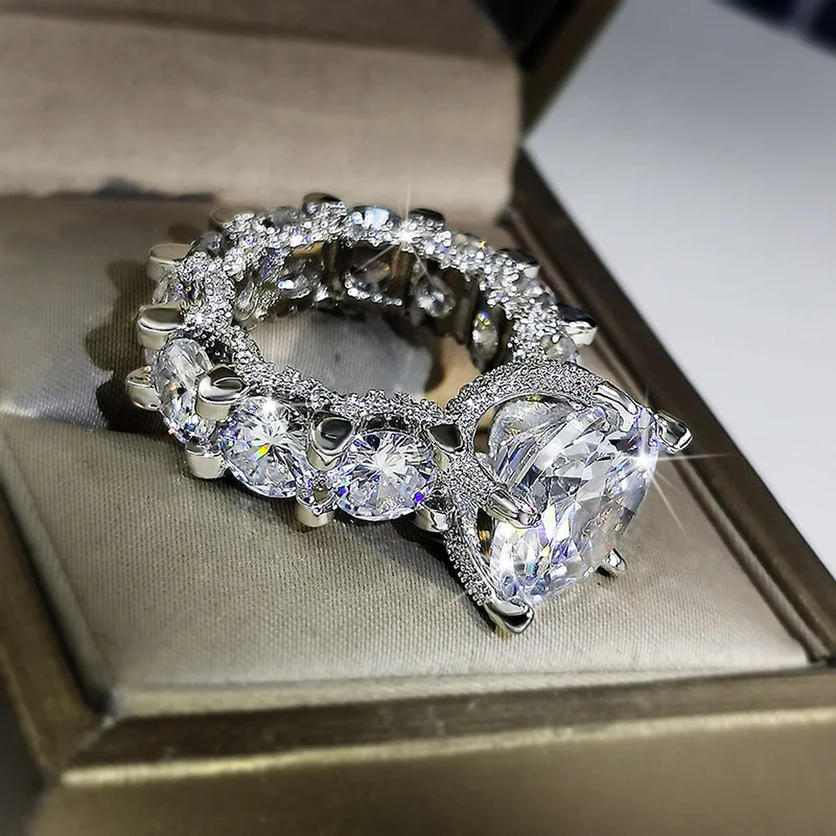 Crystal Leaf Statement Ring