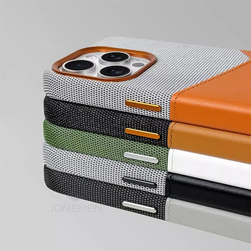 Magnetische Lederhülle mit Kartenhalter für iPhone