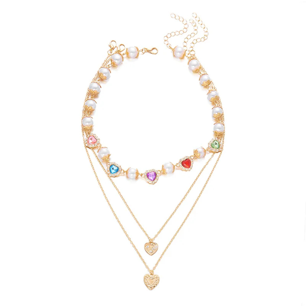 Colorful Heart Pearl Necklace