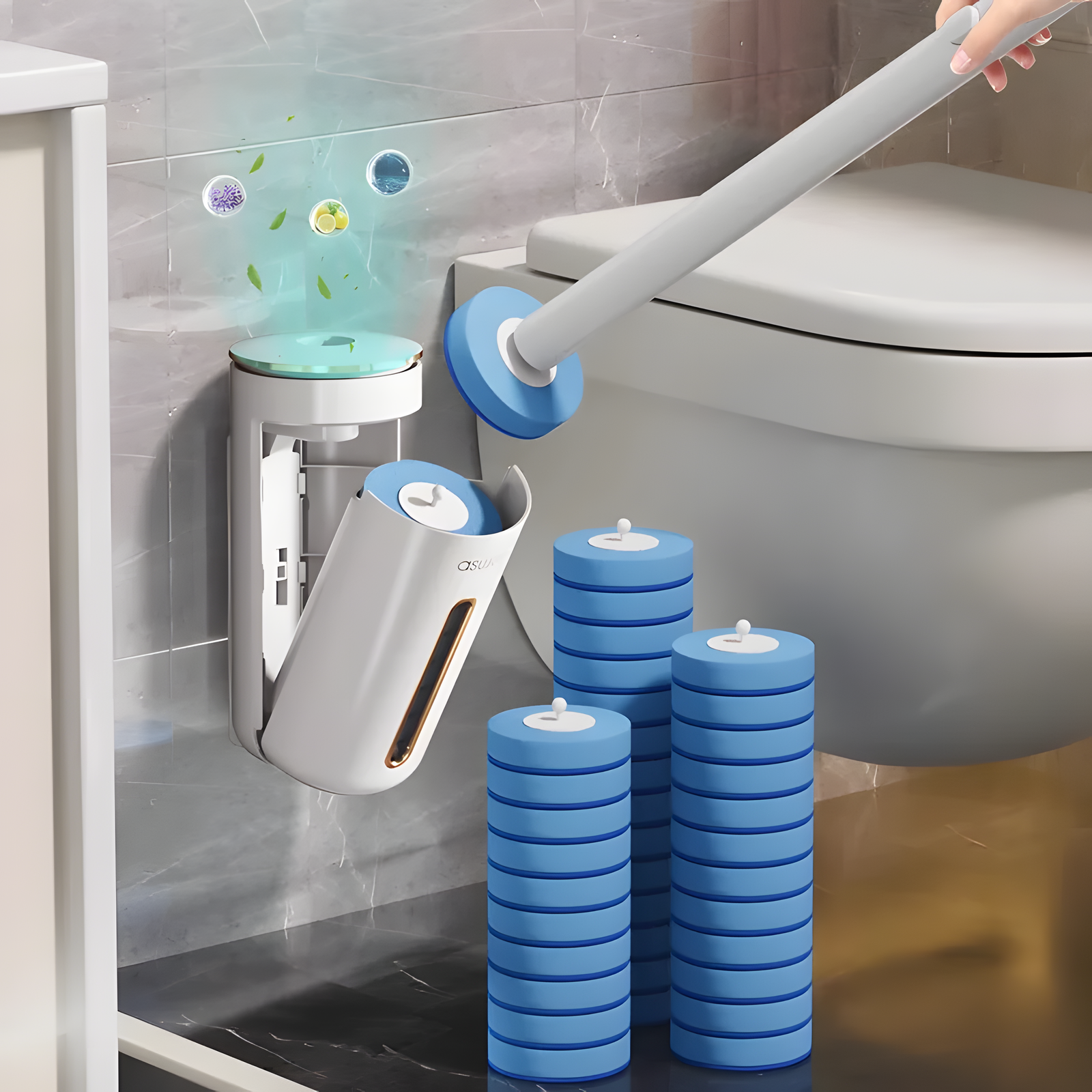 Wall Mounted Disposable Toilet Brush Set