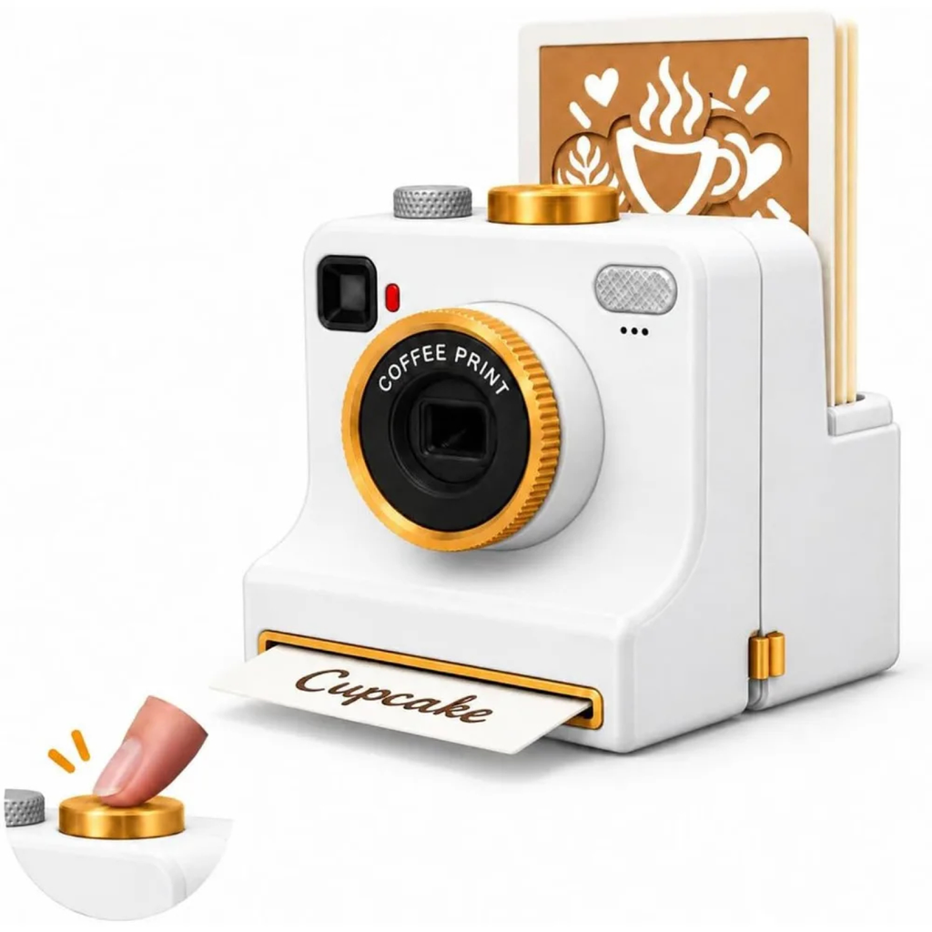 Camera-Shaped Latte Art Stencil Tool