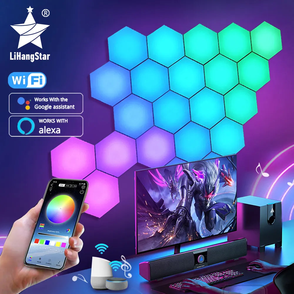 RGB Bluetooth LED Sechseck-Wandleuchte für den Innenbereich