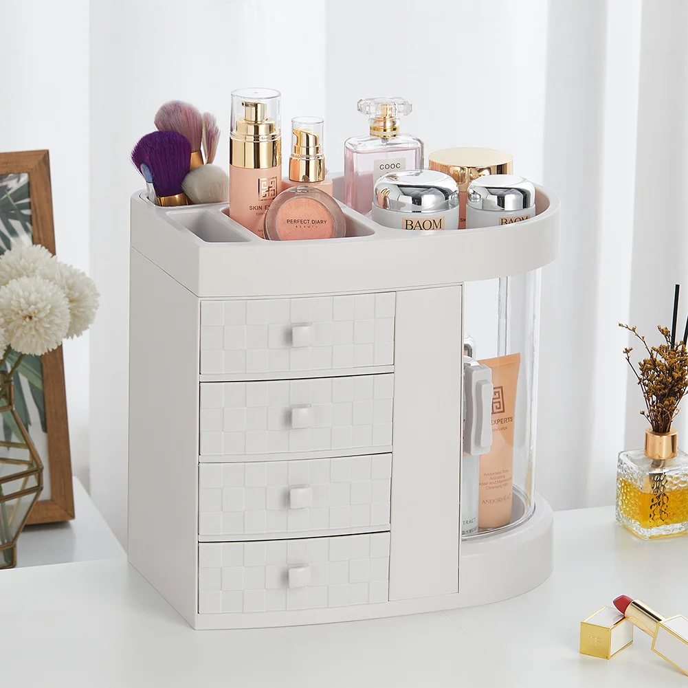Rotating Makeup Organizer With Drawers