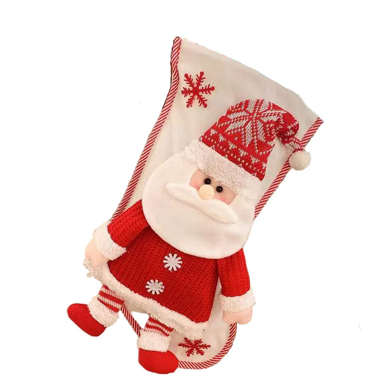 Christmas Decorations Knitted Three-Dimensional Snowman Santa Stockings Gift Bag