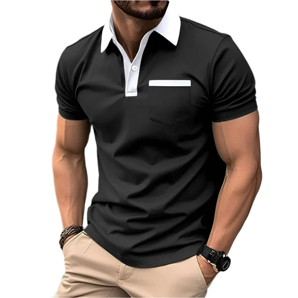 Fashionable Slim Pocket Short-Sleeved T-Shirt Polo Shirt Men Clothing