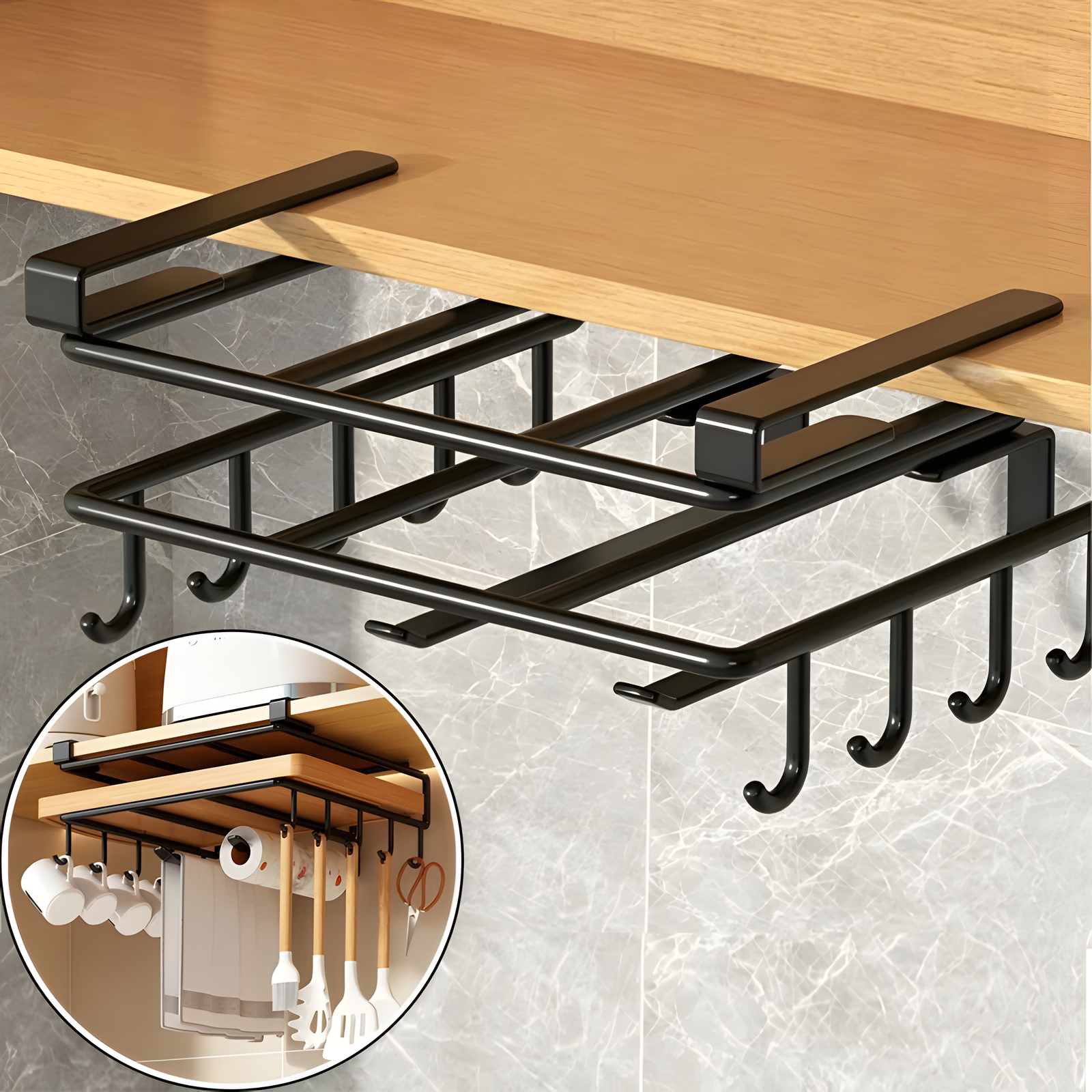 No-Drill Under-Cabinet Storage Rack