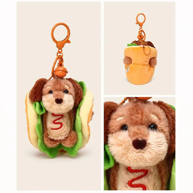 Dachshund Hot Dog Plush Keychain