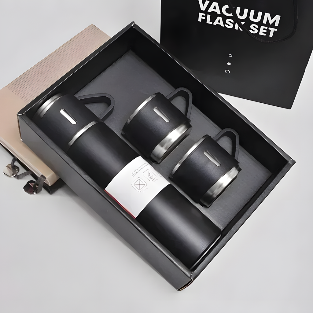 Insulated Flask and 3 Cup Gift Set