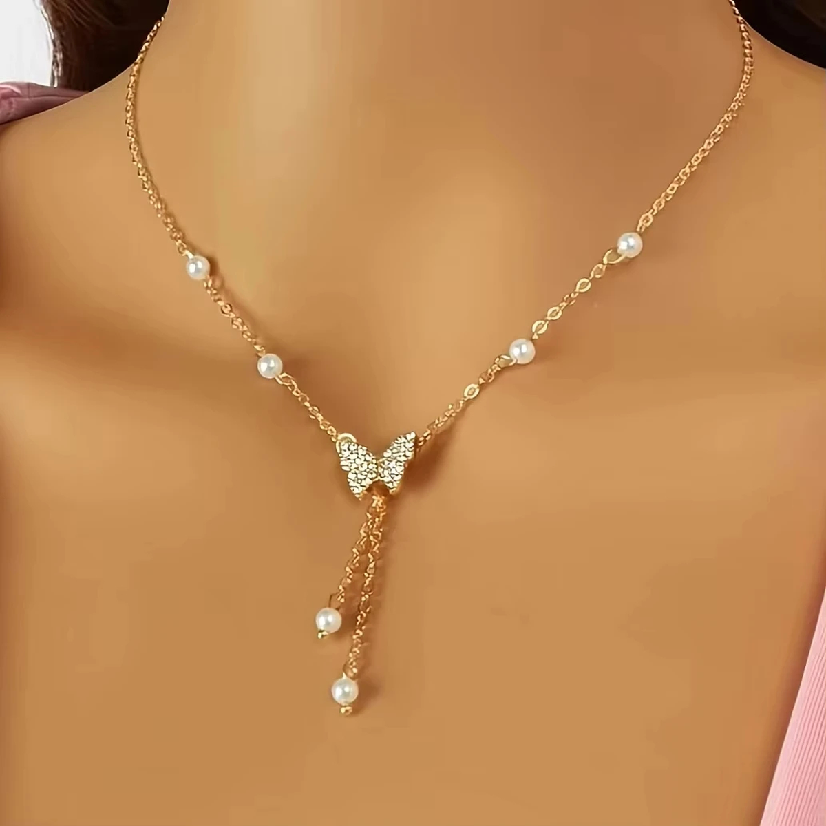 Butterfly Drop Pendant Necklace