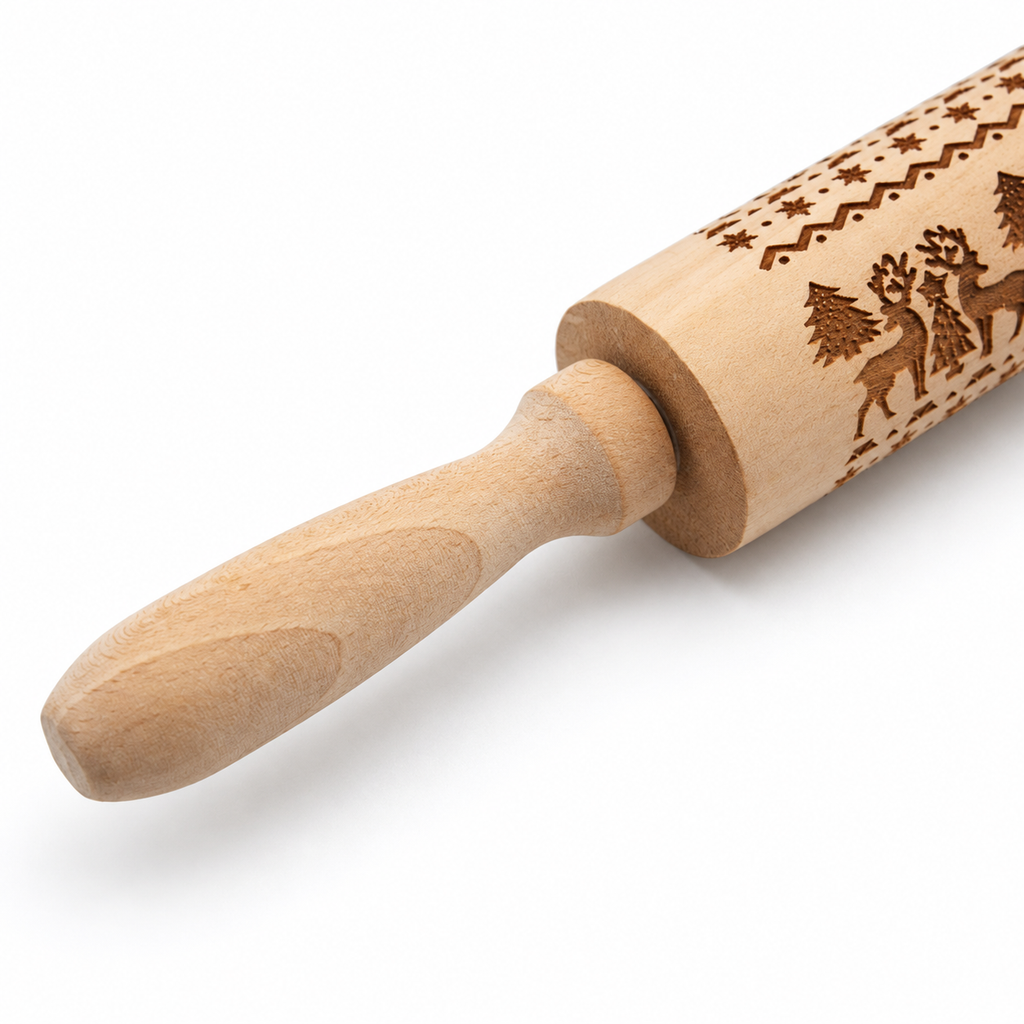 Engraved Christmas Cookie Rolling Pin