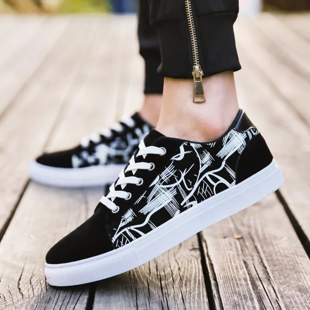 Abstract-Print Low-Top Sneakers
