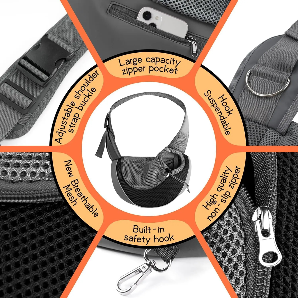 Reflective Pet Carrier Sling Bag