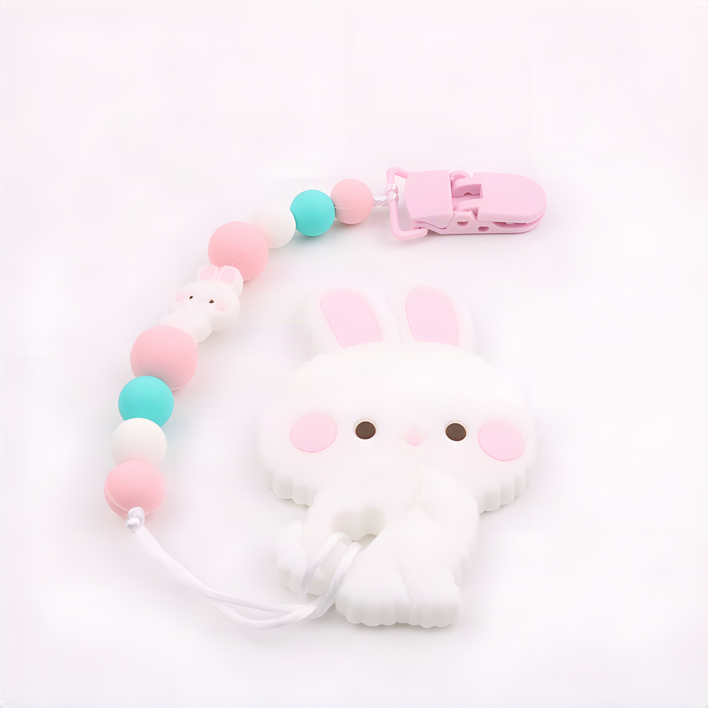 Bunny Teether and Pacifier Clip