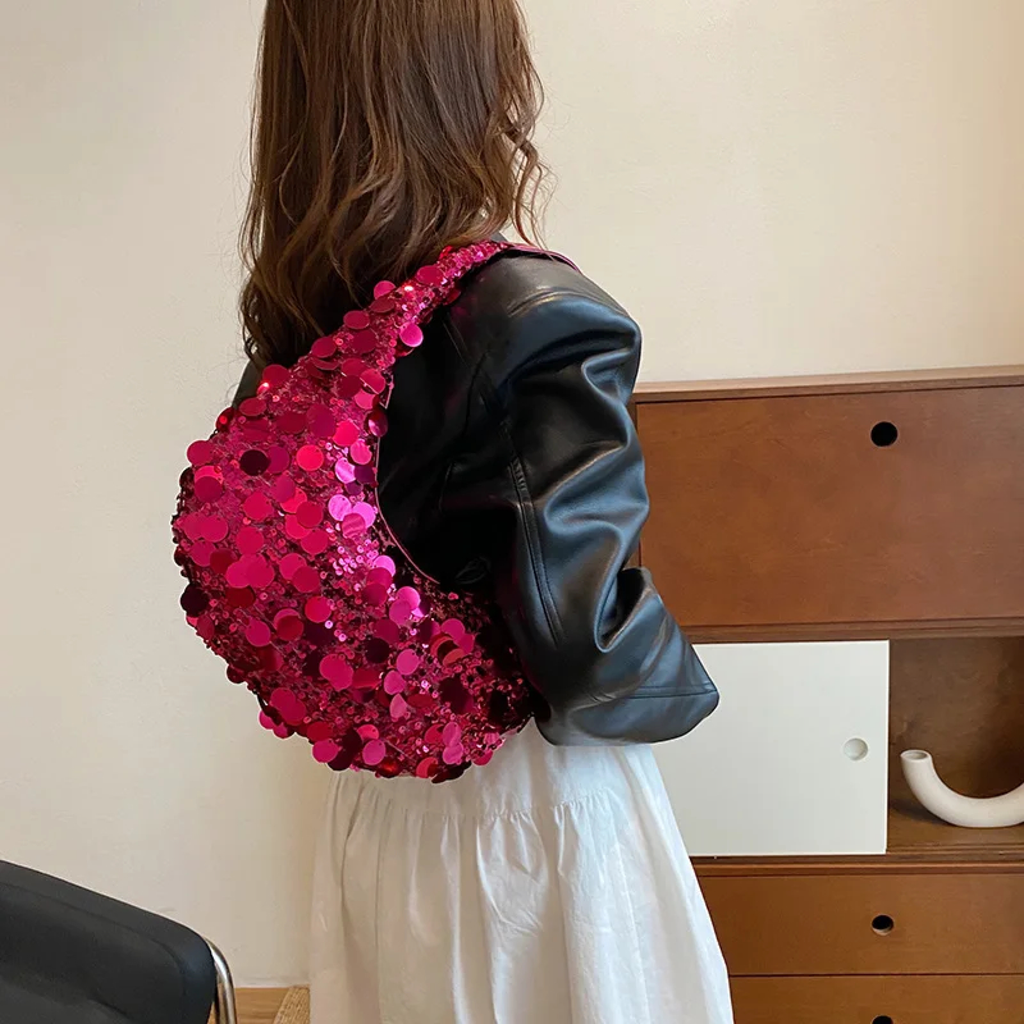 Sequin Crescent Shoulder Bag