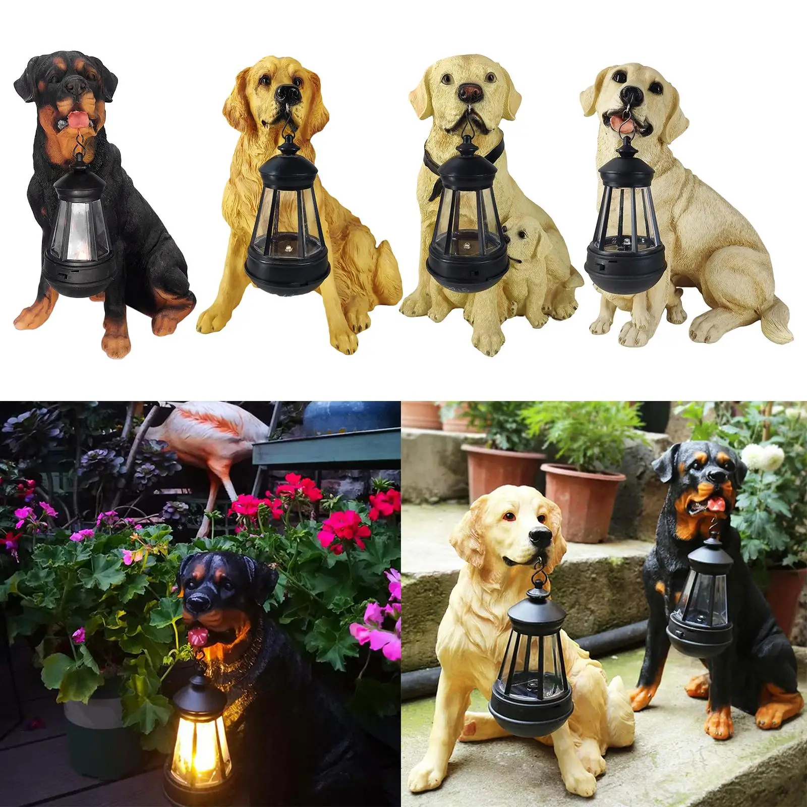 Solar Dog Lantern Garden Statue