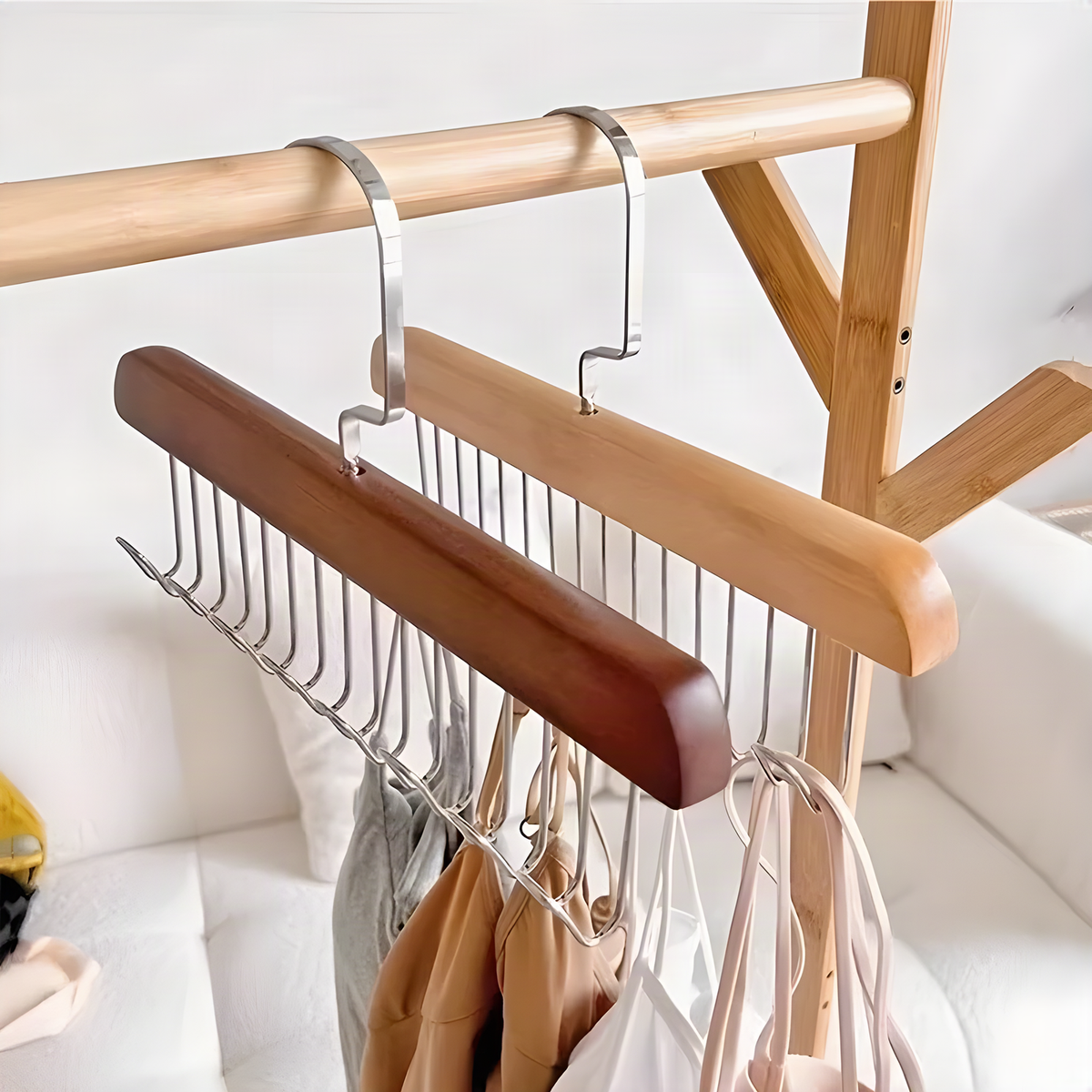 Rotating Wooden Multi-Hook Hanger