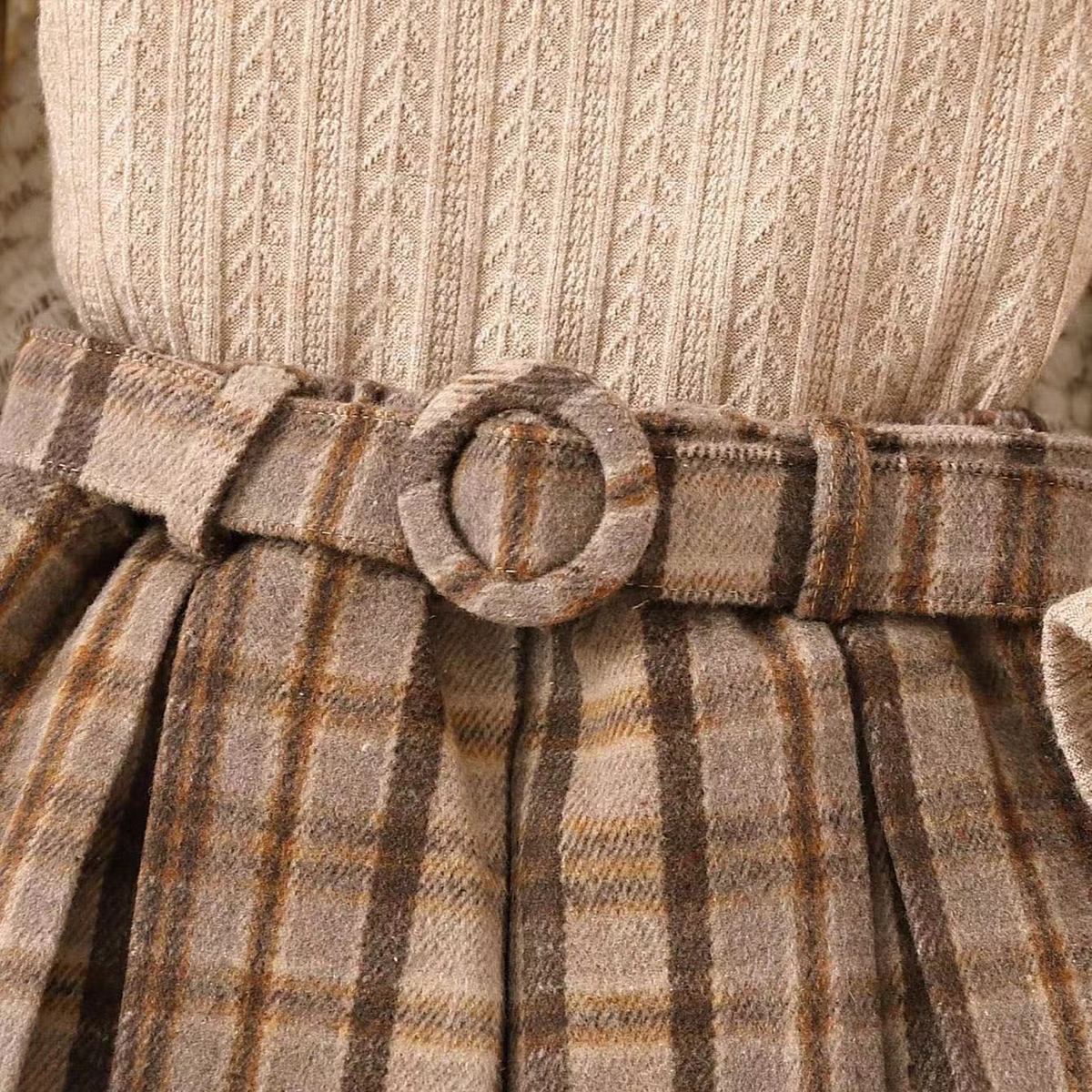 Girls Knit Top and Plaid Skirt Set