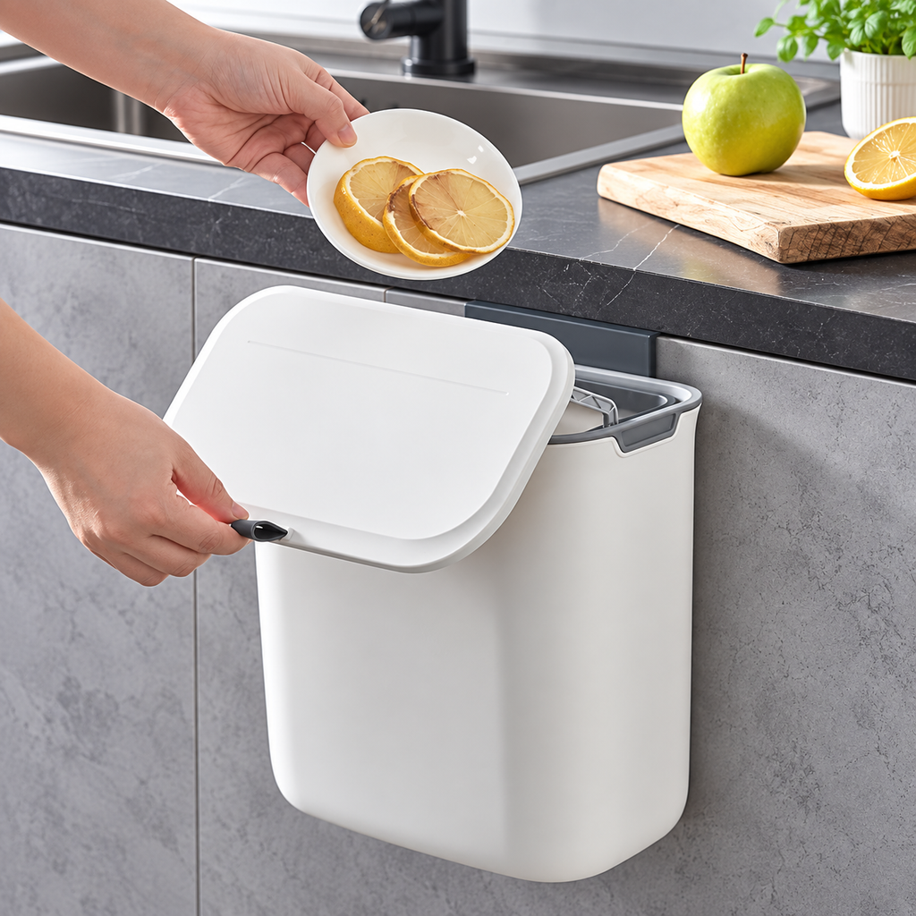 Wall-Mounted 9 L Lidded Kitchen Bin
