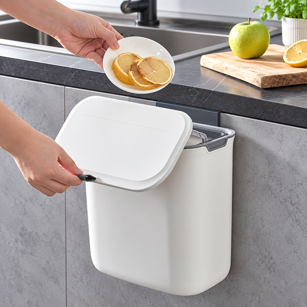 Wall-Mounted 9 L Lidded Kitchen Bin