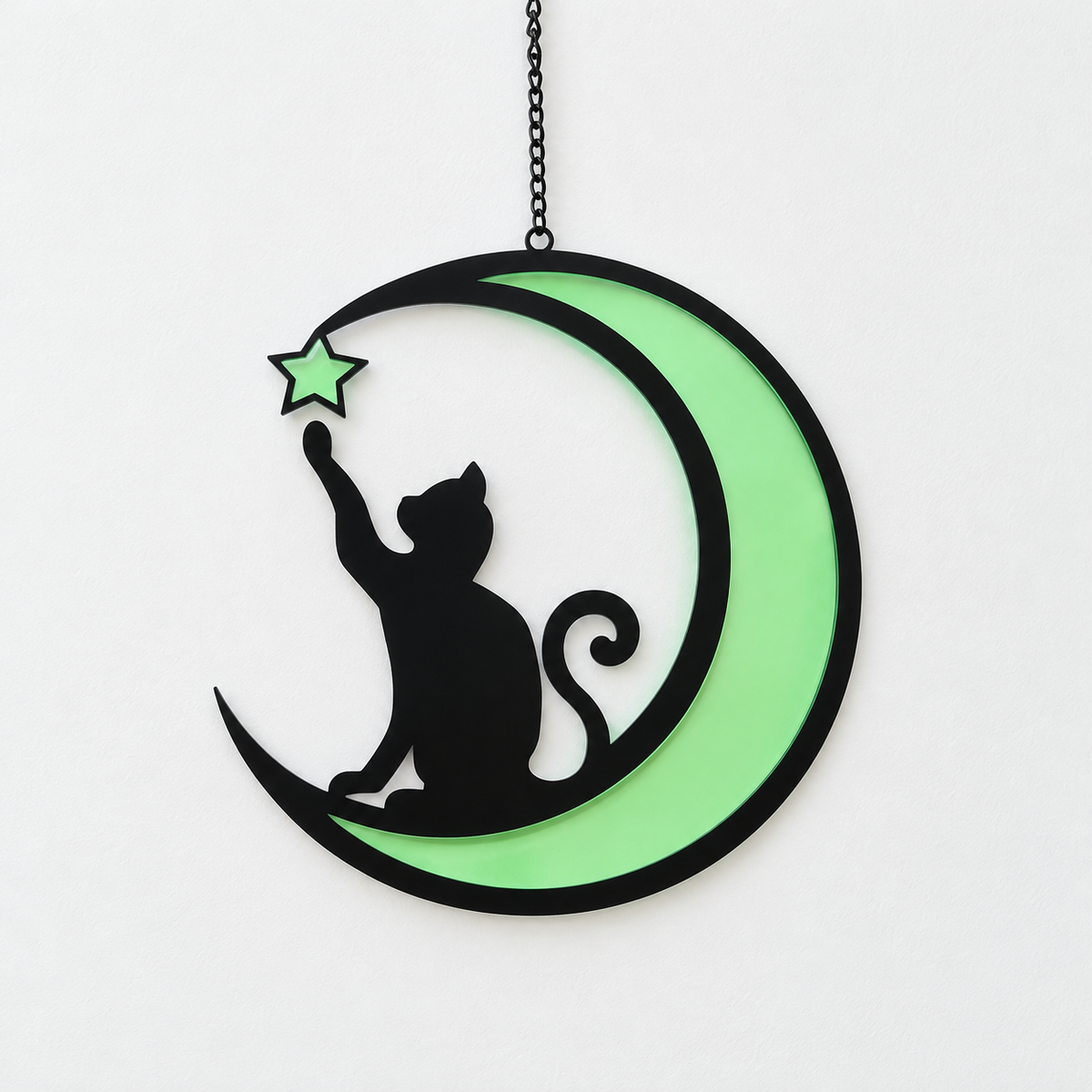 Cat and Moon Acrylic Hanging Decoration