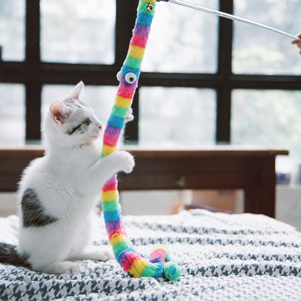 Plush Caterpillar Cat Teaser Wand
