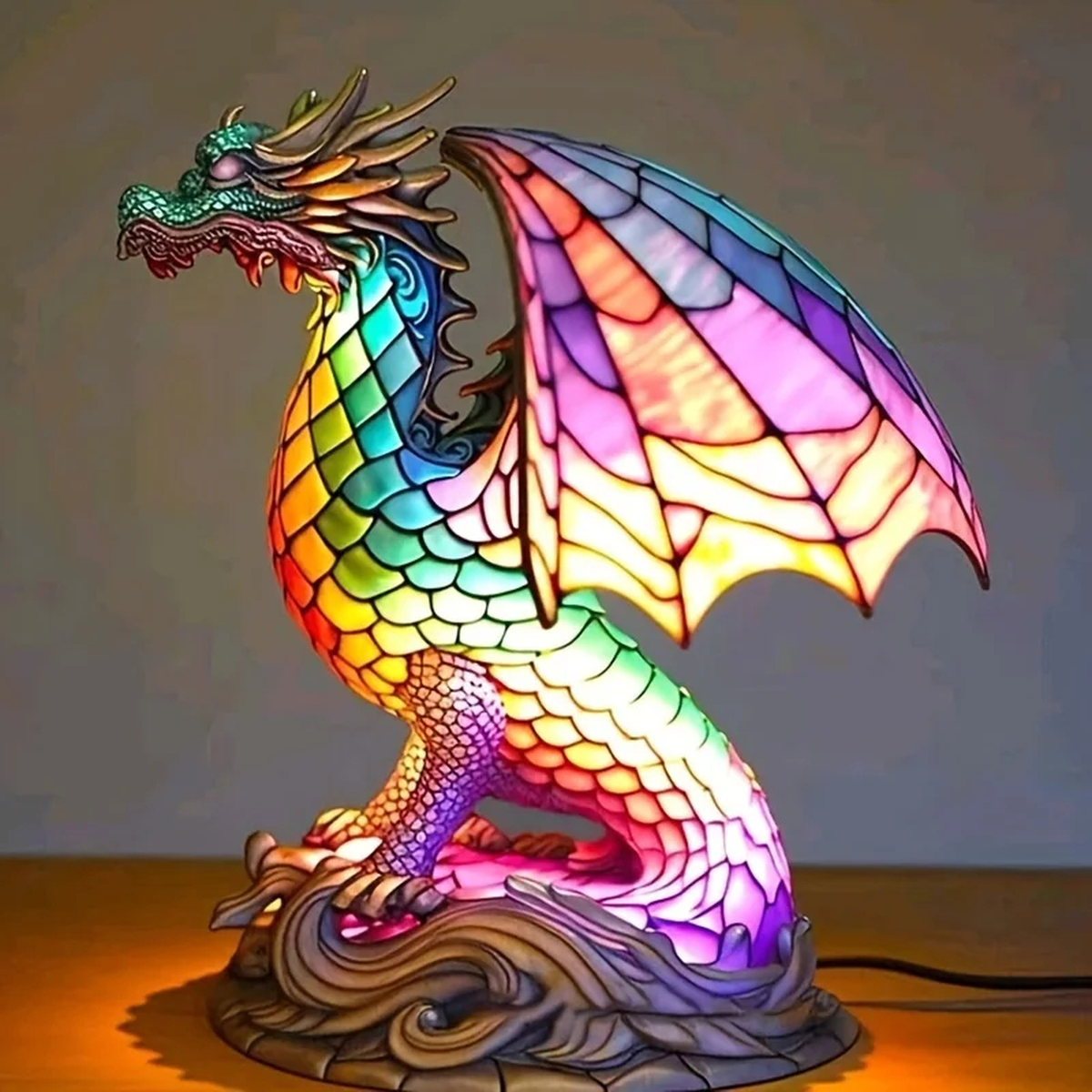 Stained-Glass Animal Table Lamp