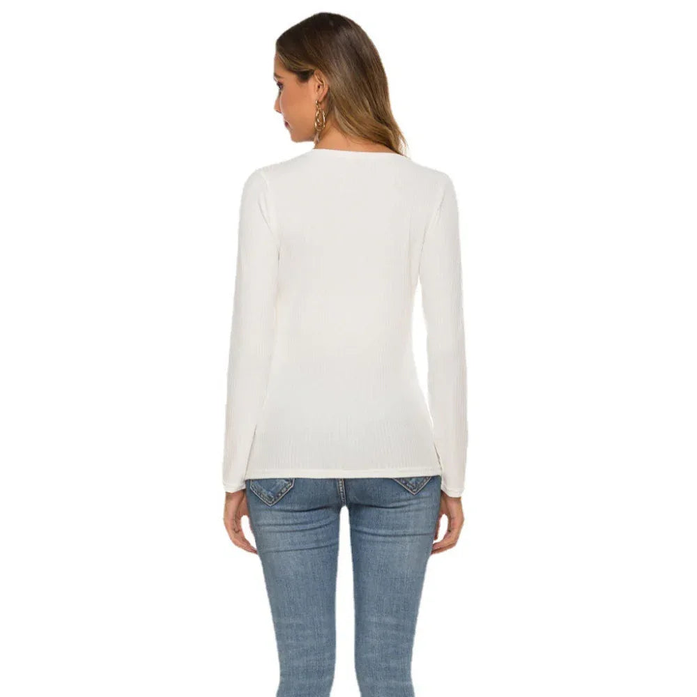 Lace Long Sleeve Sweater Bottoming Shirt Women's Slim Stretch Top