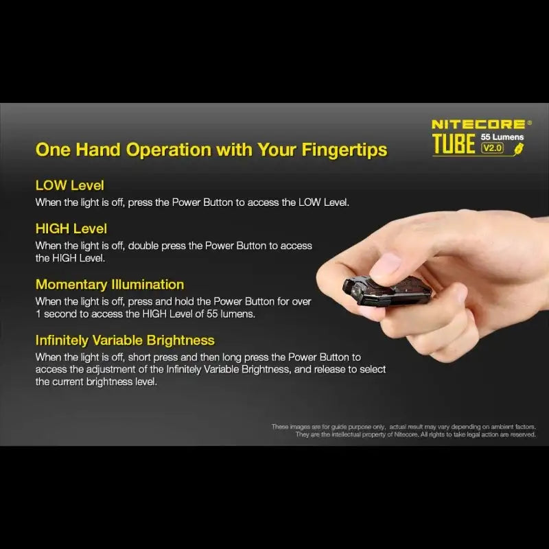 Nitecore TUBE V2.0 Nyckelringslampa - Svart - 55lm