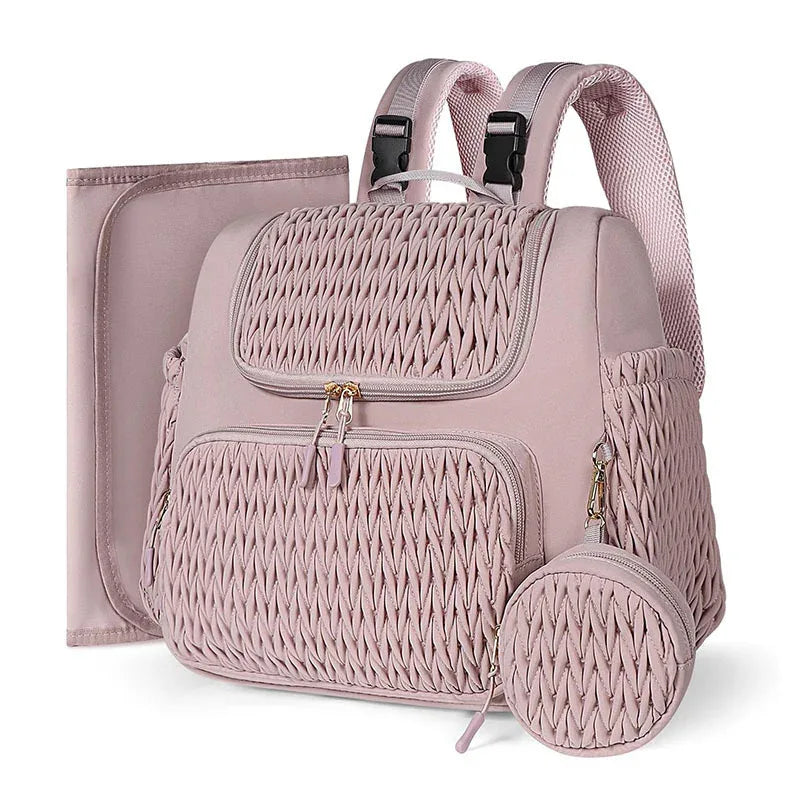 Multifunctional Quilted Diaper Bag Backpack For Parents