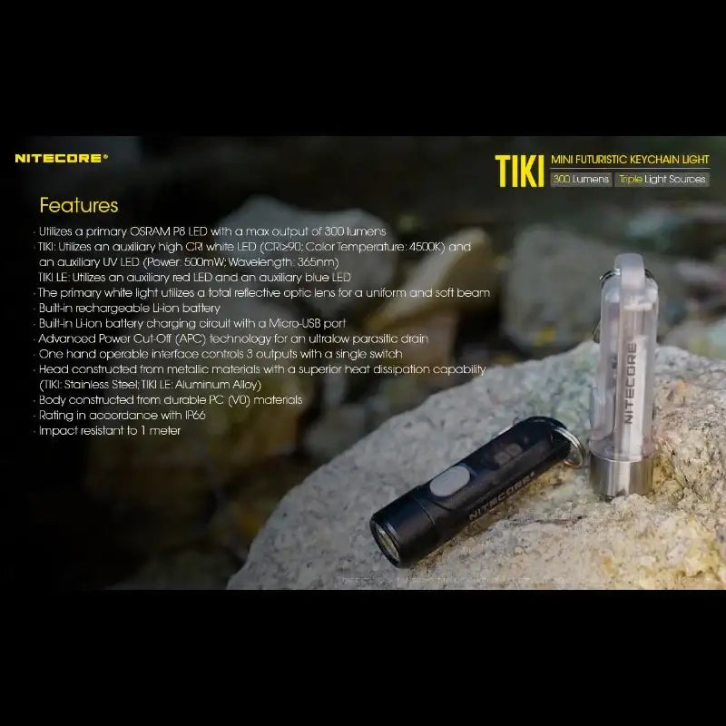 Nitecore TIKI Nyckelringslampa USB-C - 300lm